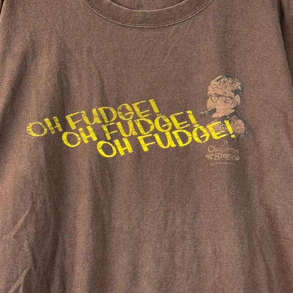 VTG A Christmas Story Oh Fudge T-Shirt Mens Sz XL Brown Short Sleeve Graphic Tee - Picture 4 of 9
